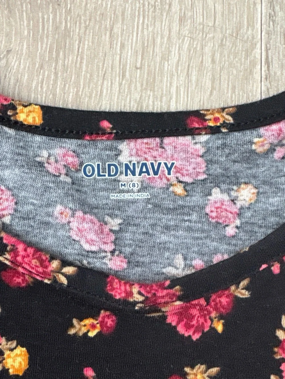 Old Navy Girls Black Floral Print Tiered Swing Dress Size 8 Long Sleeve Dress